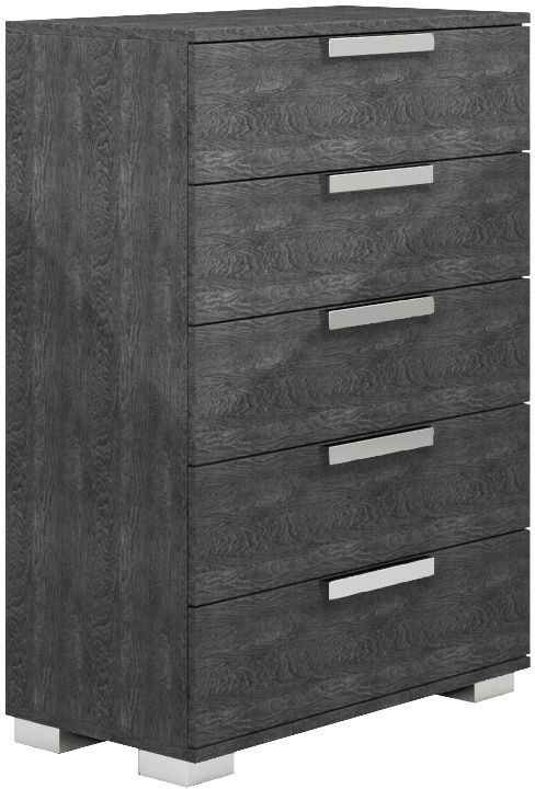 Product photograph of Sarah Grey Birch Italian 5 Drawer Tall Chest With Vertical Handles from Choice Furniture Superstore.